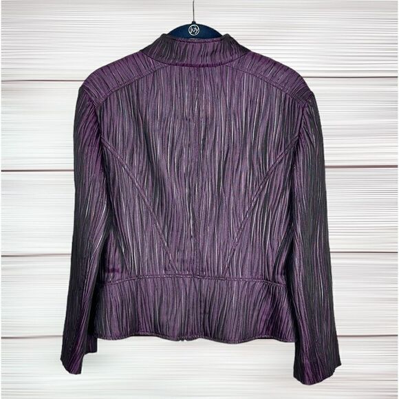 Lafayette 148 Lightweight Purple Textured Short Jacket Blazer Full Zip Front 2 - Picture 10 of 11
